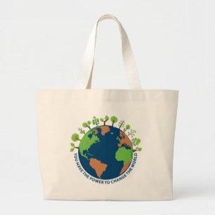 Earth Day Change The World Quote Large Tote Bag