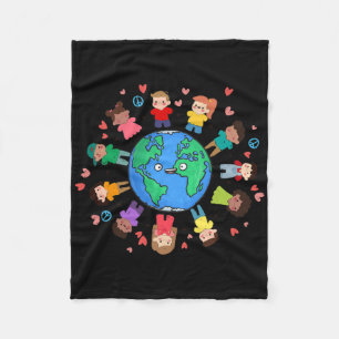 Earth Day Children Around The World Tee Environmen Fleece Blanket