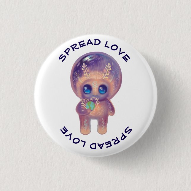 Earth day cosmic character 3 cm round badge (Front)