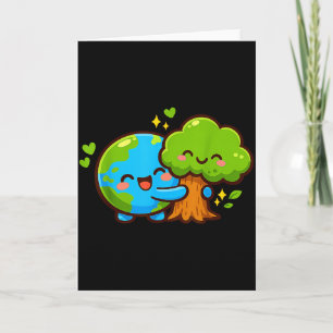 Earth Day Cute Earth Hugging Tree Save The Planet Card