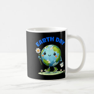 Earth Day Cute Earth With Sunflower Earth Day 2025 Coffee Mug