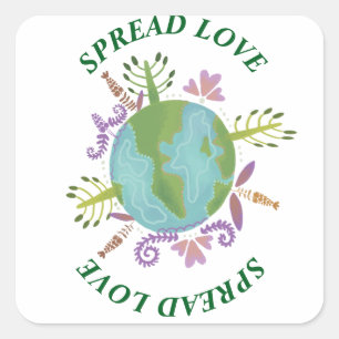 Earth day cute planet square sticker