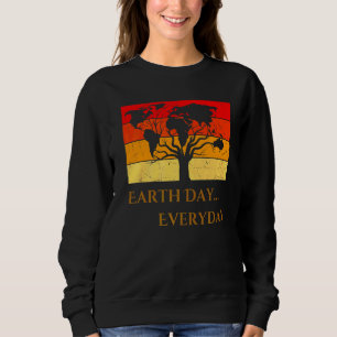 Earth Day Cute World Map Tree Pro Environment Pla Sweatshirt