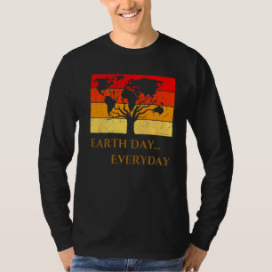 Earth Day Cute World Map Tree Pro Environment Pla T-Shirt