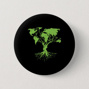 Earth Day Cute World Map Tree Pro Environment Plan 6 Cm Round Badge