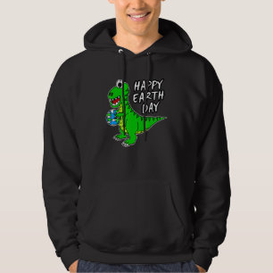 Earth Day Dinosaur Rex Cute Earth  Kids Toddler Bo Hoodie