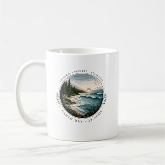 Earth Day Emblem – Nature Landscape Circle Design Coffee Mug