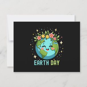 Earth Day Environment Cute Earth With Floral Postcard