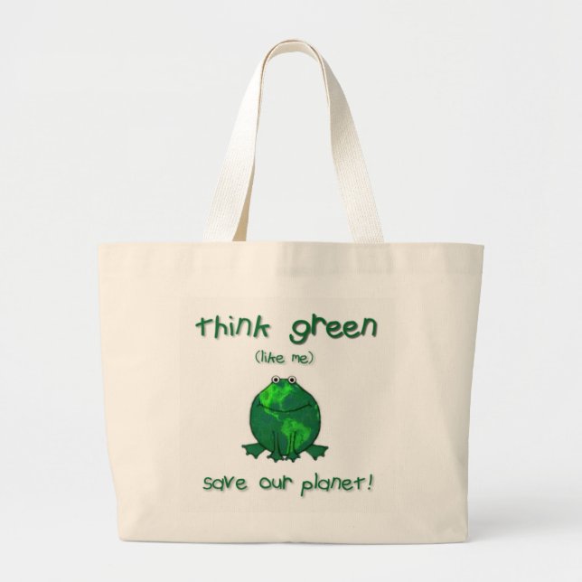 Earth Day Environmental Frog Large Tote Bag (Front)
