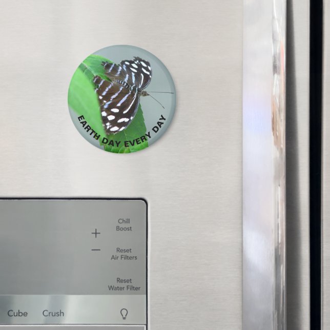 Earth Day Every Day Blue Wave Butterfly Photo Magnet (In Situ (Fridge))