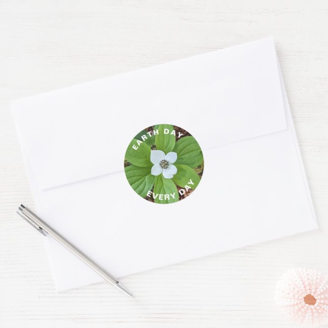 Earth Day Every Day Bunchberry Flower Classic Round Sticker (Envelope)