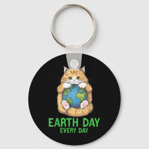 Earth Day Every Day Cat Earth Day Cat Lovers Recyc Key Ring