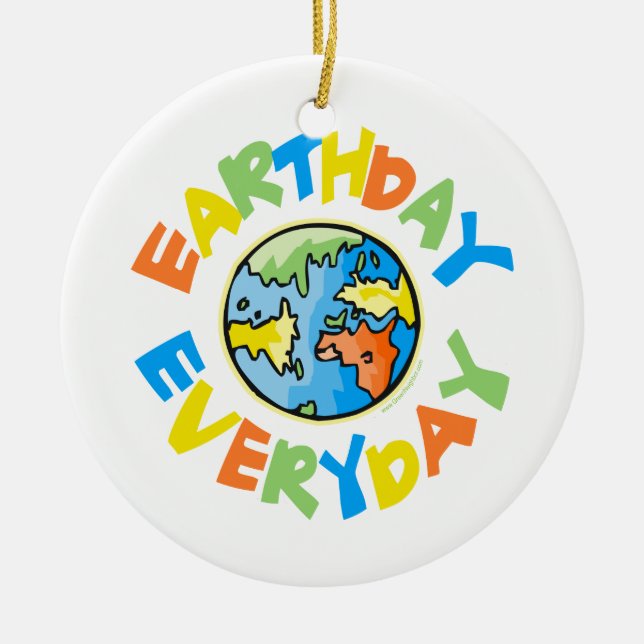 Earth Day Every Day Ceramic Tree Decoration (Front)