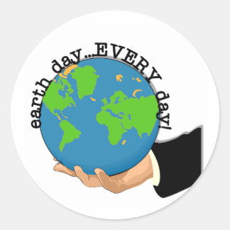 Earth Day Every Day Classic Round Sticker