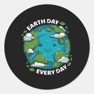 Earth Day Every Day Cute Environmental Gift Eco Pr Classic Round Sticker