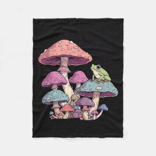 Earth day every day cute frog on mushroom fleece blanket