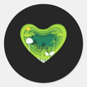 Earth Day Every Day Cutout Shadow Heart Save The P Classic Round Sticker