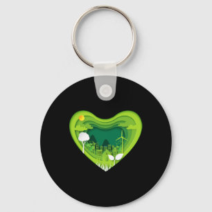 Earth Day Every Day Cutout Shadow Heart Save The P Key Ring