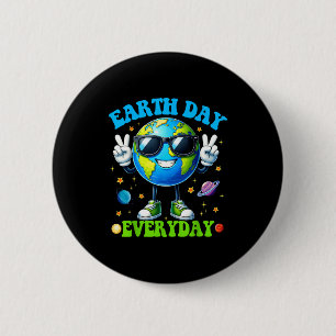 Earth day every day environment recycle planet men 6 cm round badge
