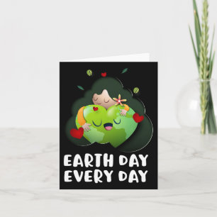 Earth Day Every Day Girl Hugging Globe Save The Pl Card