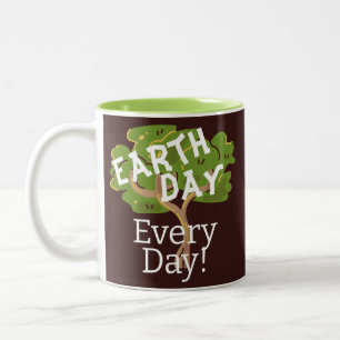 earth day every day, go green, Save Our Planet Two-Tone Coffee Mug