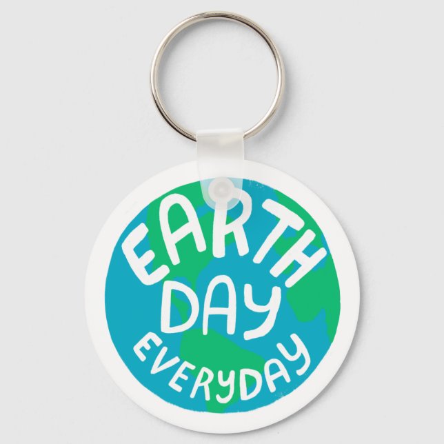 EARTH DAY EVERY DAY Handlettered Planet  Key Ring (Front)