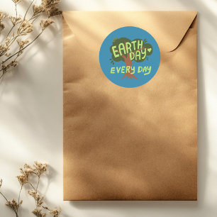 EARTH DAY EVERY DAY Handlettered Tree  Classic Round Sticker