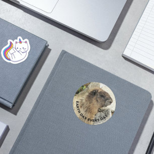 Earth Day Every Day Hoary Marmot Photo Classic Round Sticker