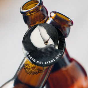 Earth Day Every Day Horned Puffin Photo Bottle Opener