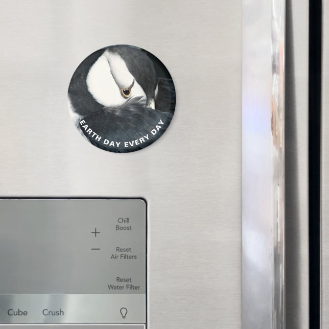 Earth Day Every Day Horned Puffin Photo Magnet (In Situ (Fridge))