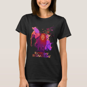 Earth Day Every Day Love Elephant Turtles Lion Rhi T-Shirt