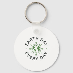Earth Day Every Day - Minimalist Eco Design  Key Ring