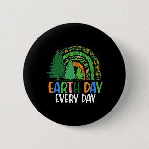 Earth Day Every Day Pine Tree Rainbow Earth Lover 6 Cm Round Badge