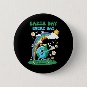 Earth Day Every Day Rainbow Globe Flowers Save The 6 Cm Round Badge