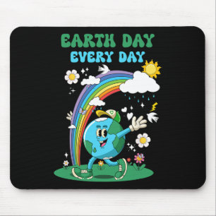 Earth Day Every Day Rainbow Globe Flowers Save The Mouse Mat