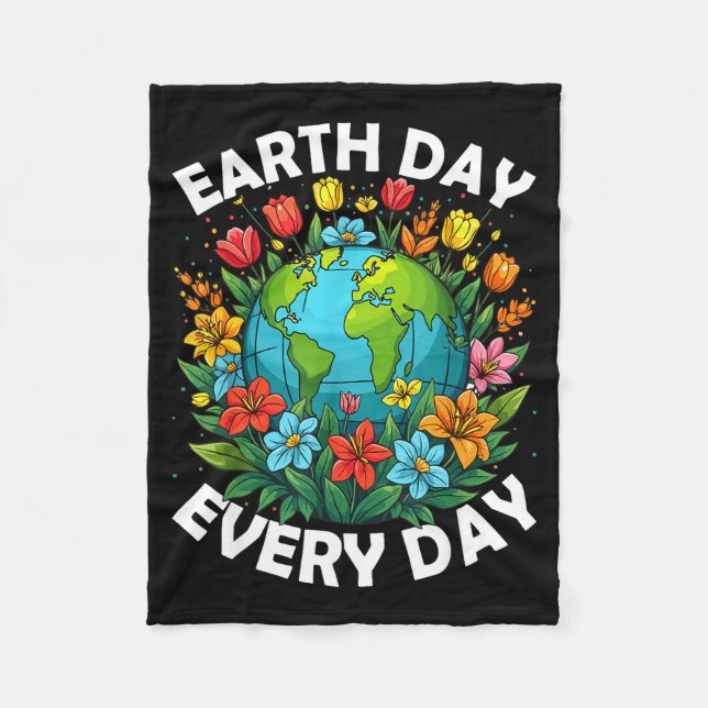 Earth Day Every Day Rainbow Globe Save The Planet  Fleece Blanket (Front)