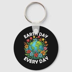 Earth Day Every Day Rainbow Globe Save The Planet Key Ring