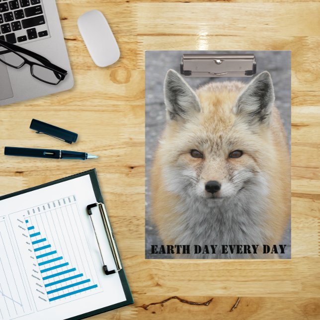 Earth Day Every Day Red Fox Wildlife Photo Clipboard (In Situ)