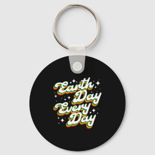 Earth day every day retro environmental planet key ring