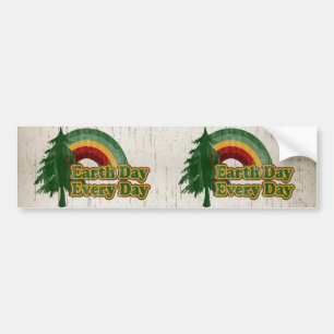 Earth Day Every Day, Retro Rainbow Bumper Sticker