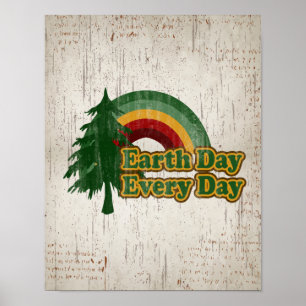 Earth Day Every Day, Retro Rainbow Poster