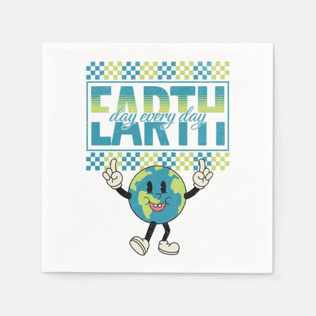 Earth Day every day retro style design Napkin (Front)