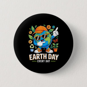Earth day every day save the planet dabbing eco 6 cm round badge