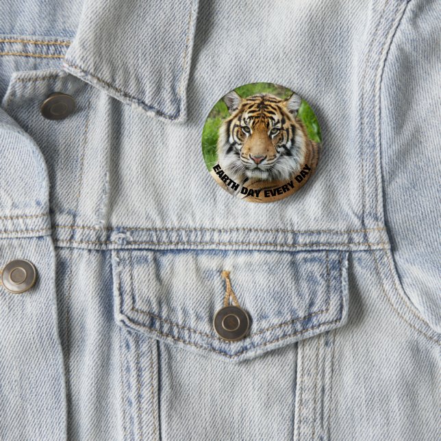 Earth Day Every Day Sumatran Tiger Photo 6 Cm Round Badge (In Situ)