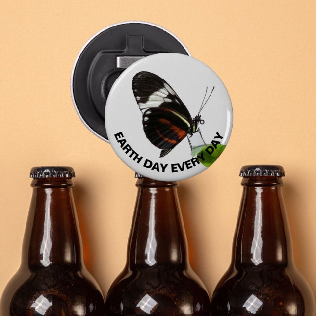Earth Day Every Day Tiger Longwing Butterfly Photo Bottle Opener (In Situ Beer Bottles)