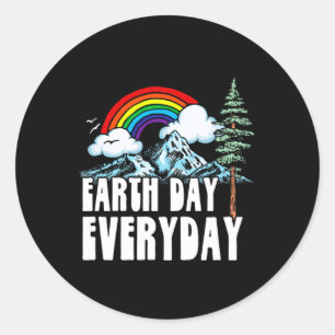 Earth Day Every Day! Vintage Rainbow Nature And Ou Classic Round Sticker