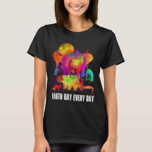 Earth Day Every Day Watercolor Animals Lovers Eart T-Shirt