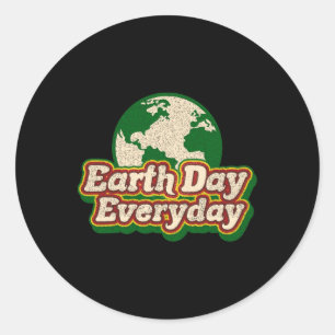 Earth Day Everyday 51th Anniversary Cute Planet Te Classic Round Sticker