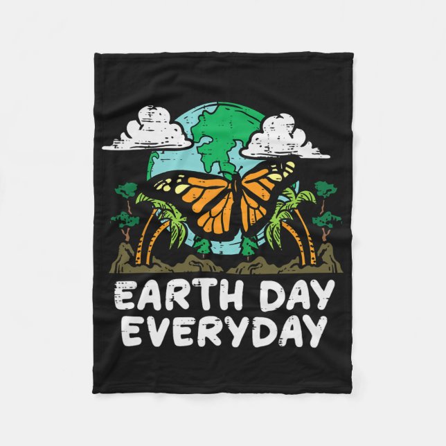Earth Day Everyday Butterfly Cute Environment Men  Fleece Blanket (Front)