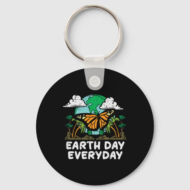 Earth Day Everyday Butterfly Cute Environment Men  Key Ring (Front)